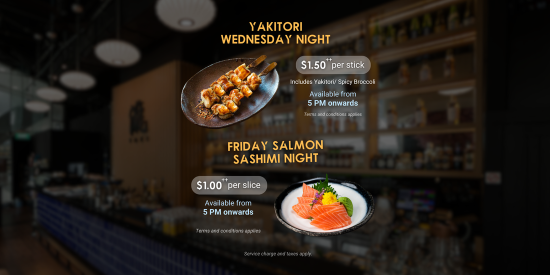 Top weekly dining deals for Yakitori and Sashimi lovers await at Taki Izakaya Bar in Singapore. Indulge in fresh skewers and salmon sashimi at great prices!