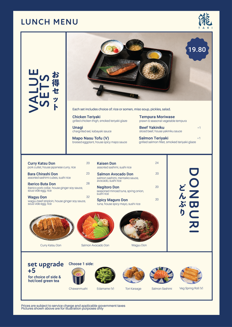 Lunch / Dinner/ Beverages Menu | Japanese Cuisine Singapore